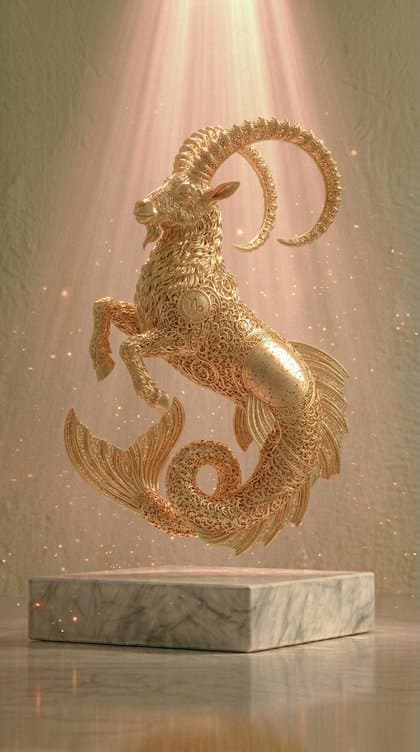 Escultura dorada de Capricornio