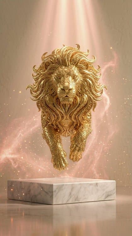 Escultura dorada de Leo
